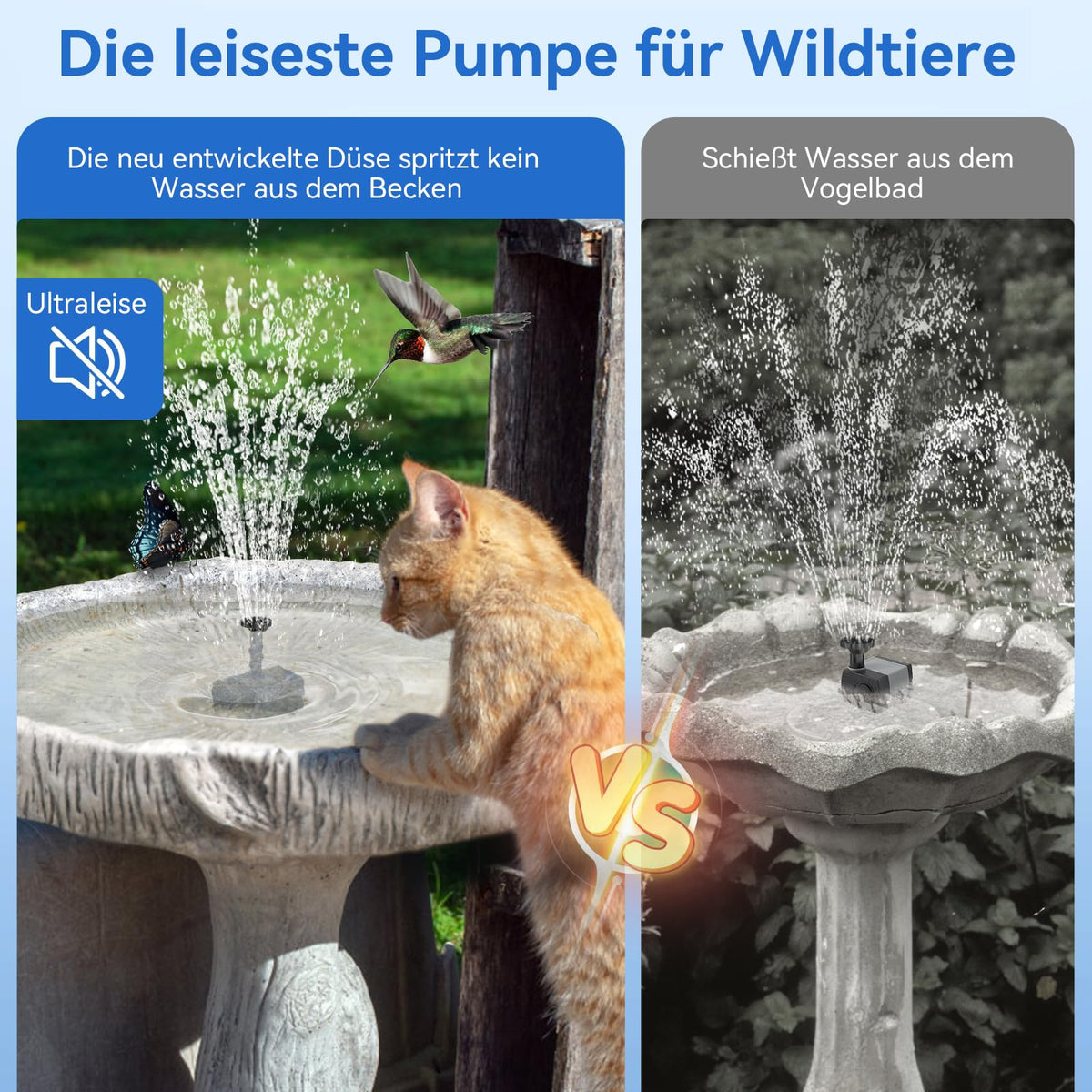 6,5W Solar Springbrunnen für Außen Teich, Vogelbad