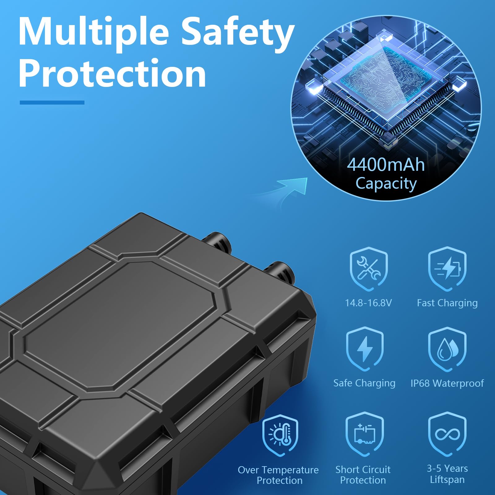 Batterie de secours 4400 mAh pour pompe de fontaine solaire 45 W/50 W/55 W 