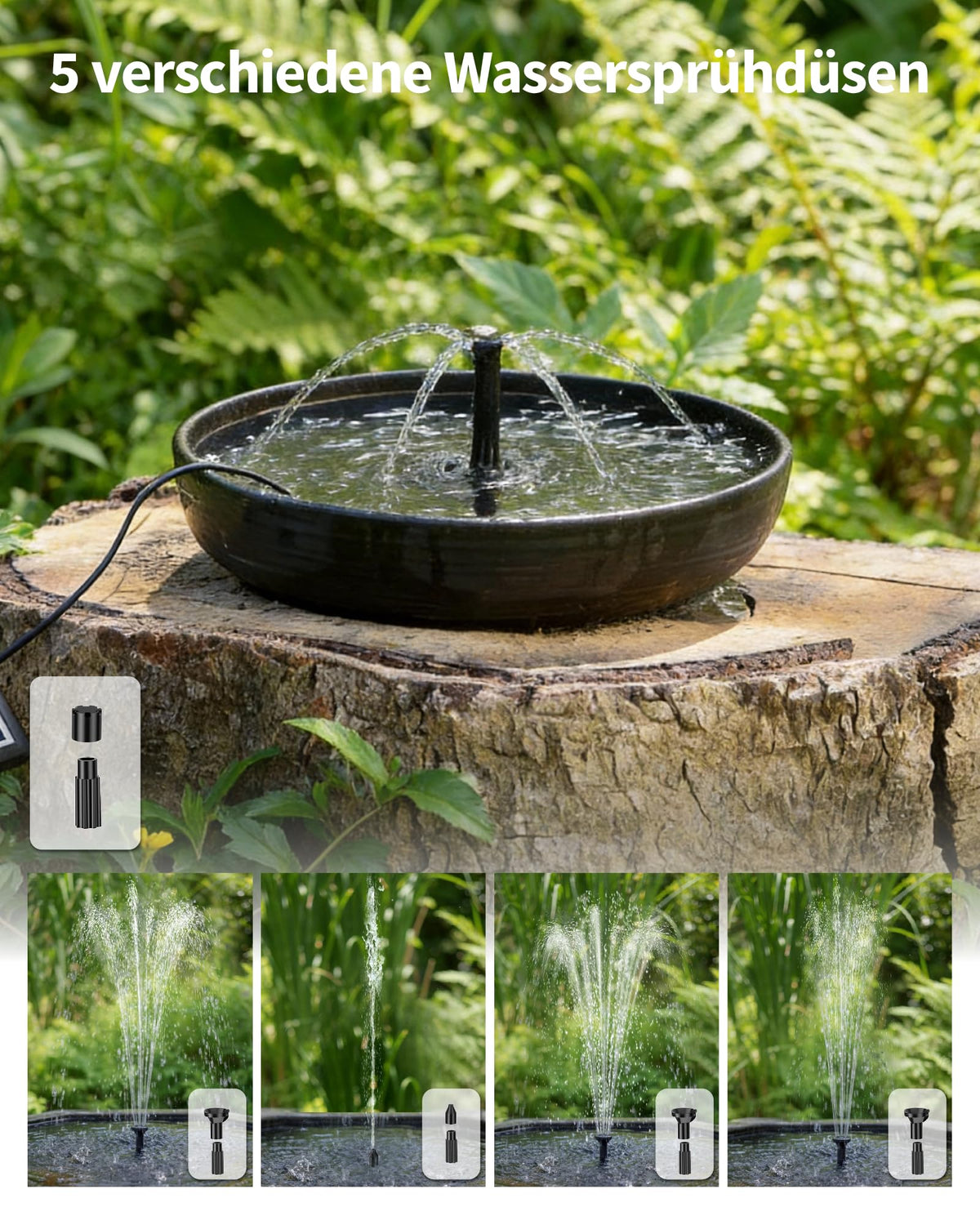 Filtre de bassin solaire 4W avec fontaine