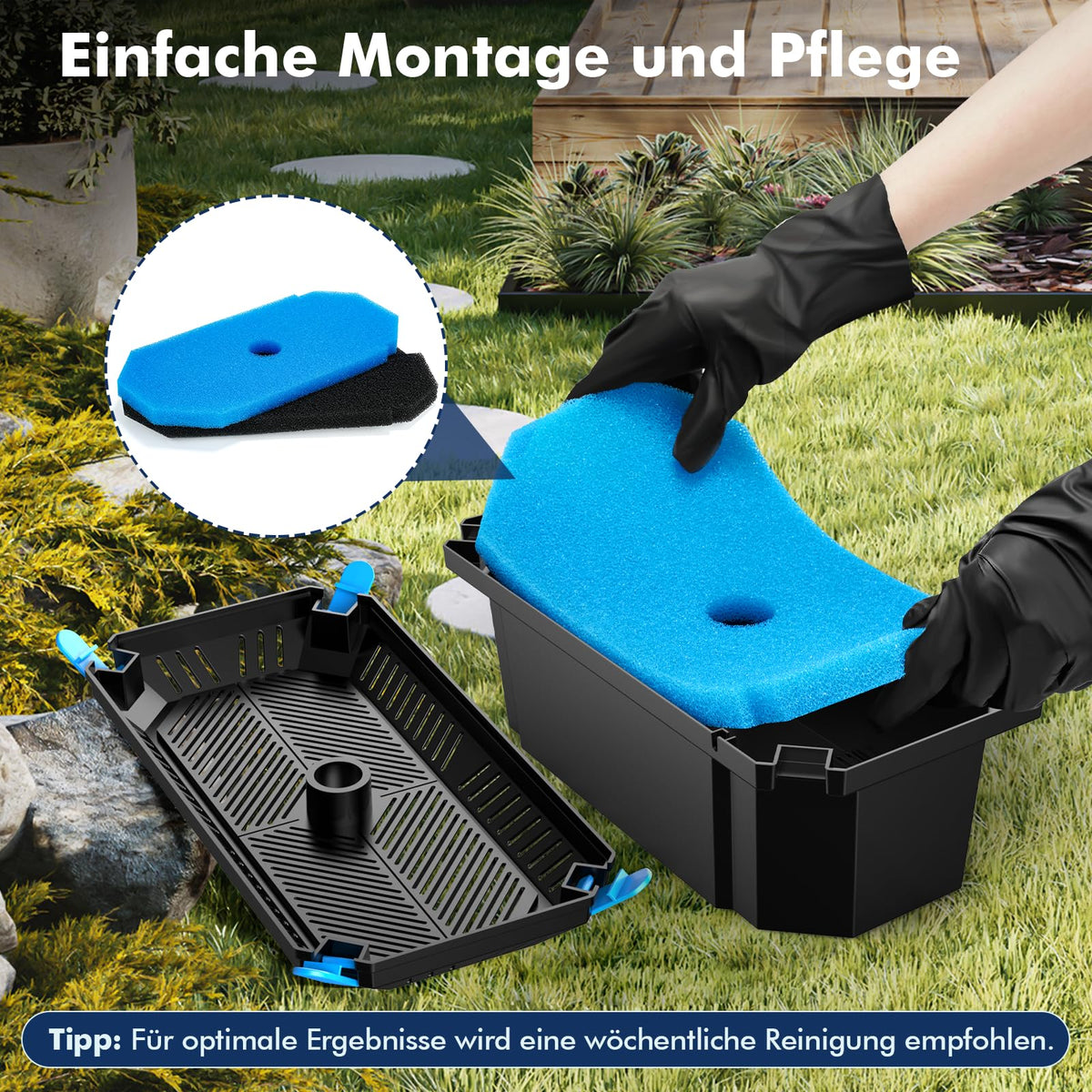 Boîte de filtration pour bassin POPOSOAP pour extérieur, taille moyenne, sans pompe