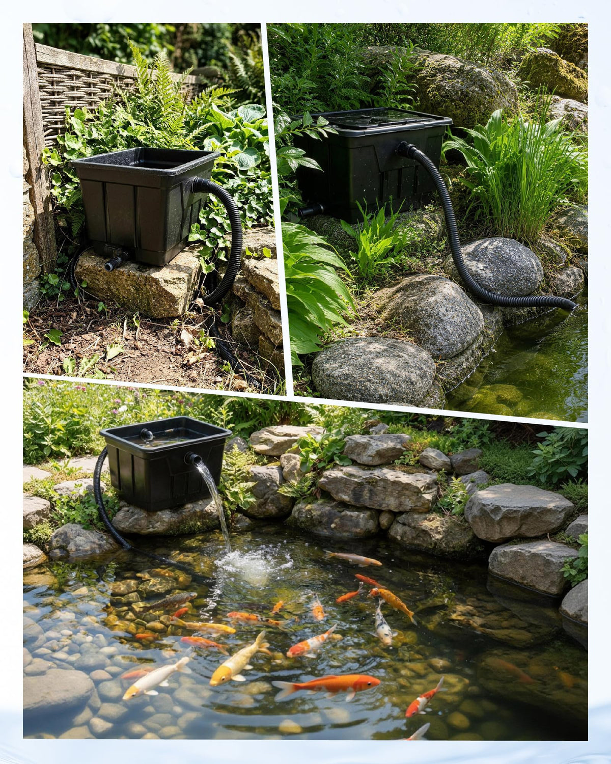 Grand kit de filtration pour bassin, conception hors-sol pour un entretien facile