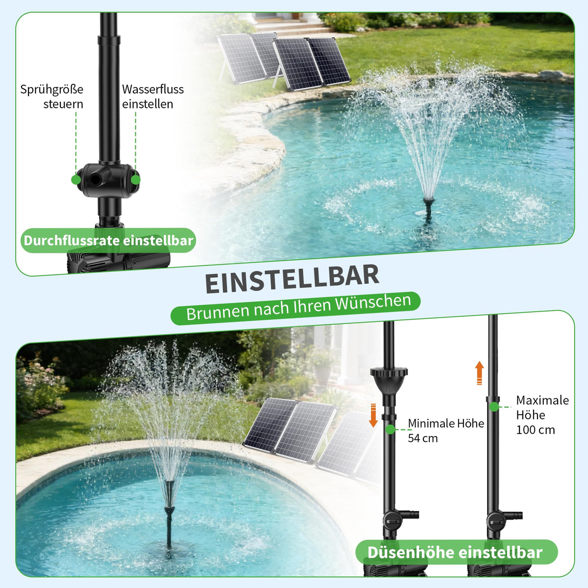 Pompe de fontaine solaire 120 W, 6000 l/h pour bassins de jardin, jardin aquatique
