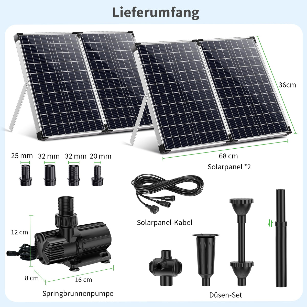Pompe de fontaine solaire 120 W, 6000 l/h pour bassins de jardin, jardin aquatique
