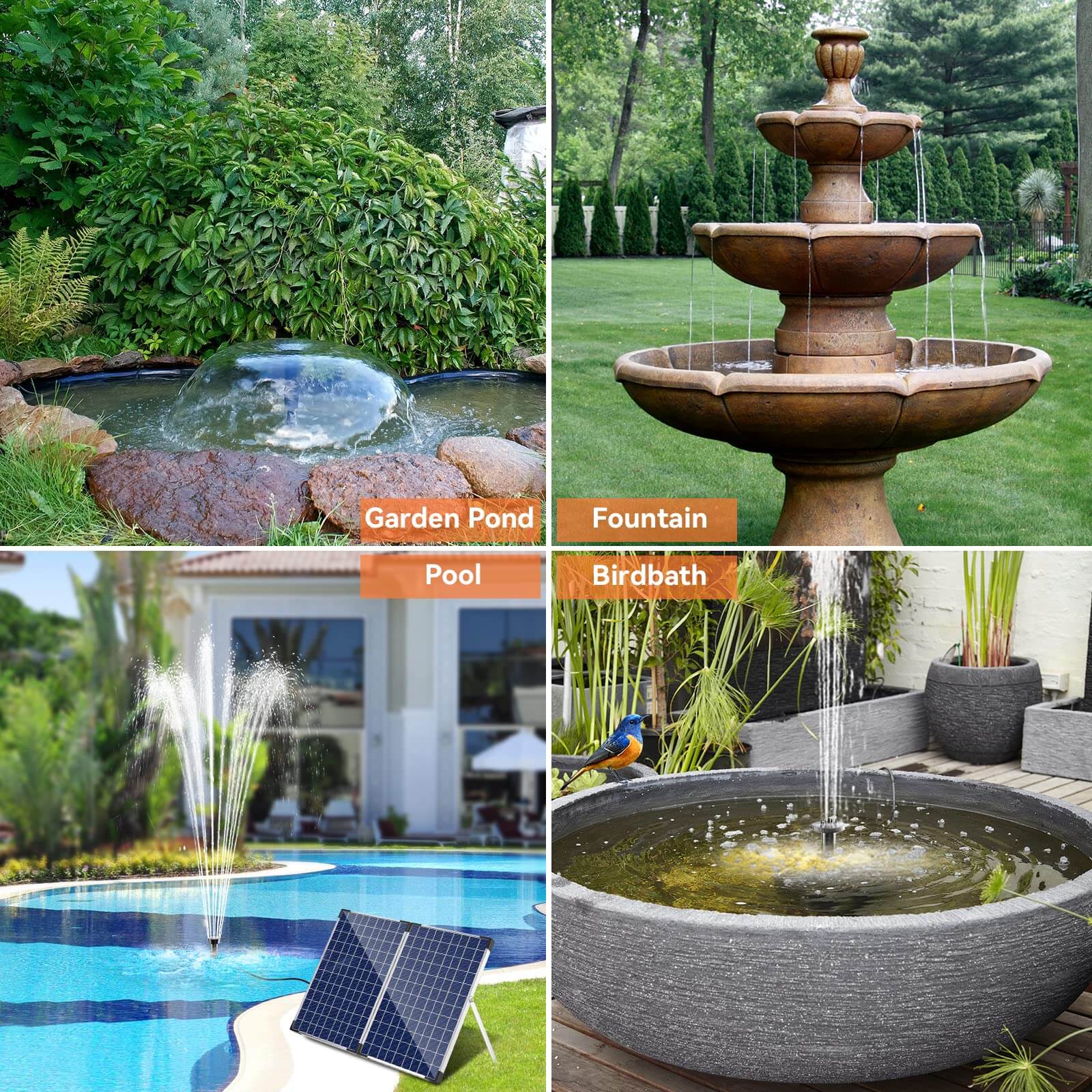 solar fountain pumps,solar fountain pump for pond,solar power pump for fountain,solar outdoor fountain pump