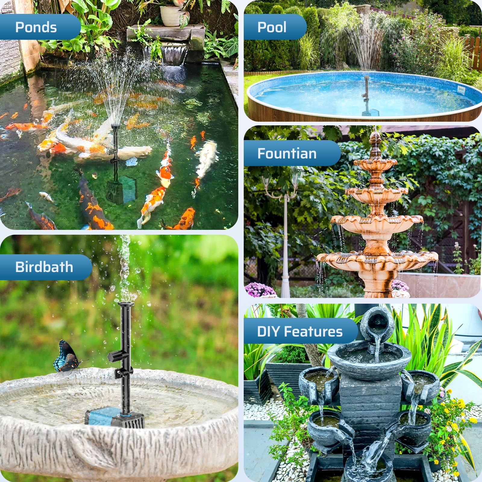 Pompe solaire pour fontaine à eau 10 W 120 GPH 