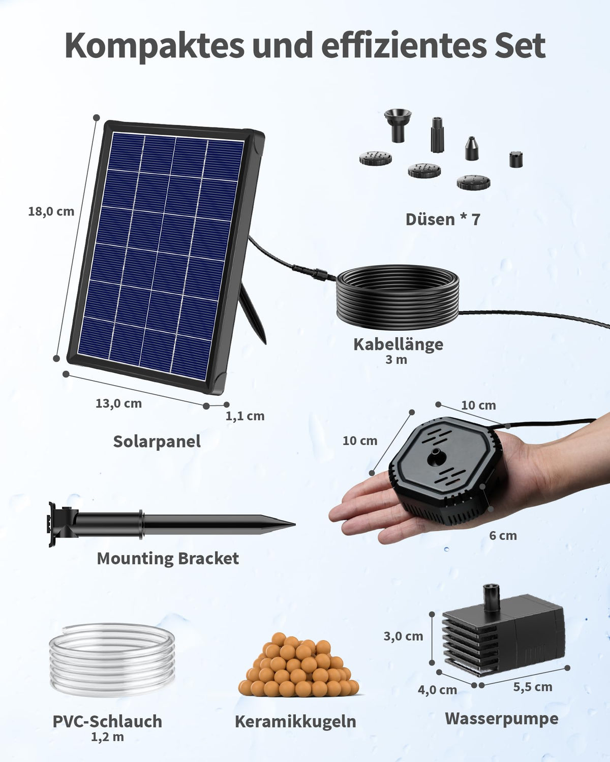 Filtre de bassin solaire 4W avec fontaine
