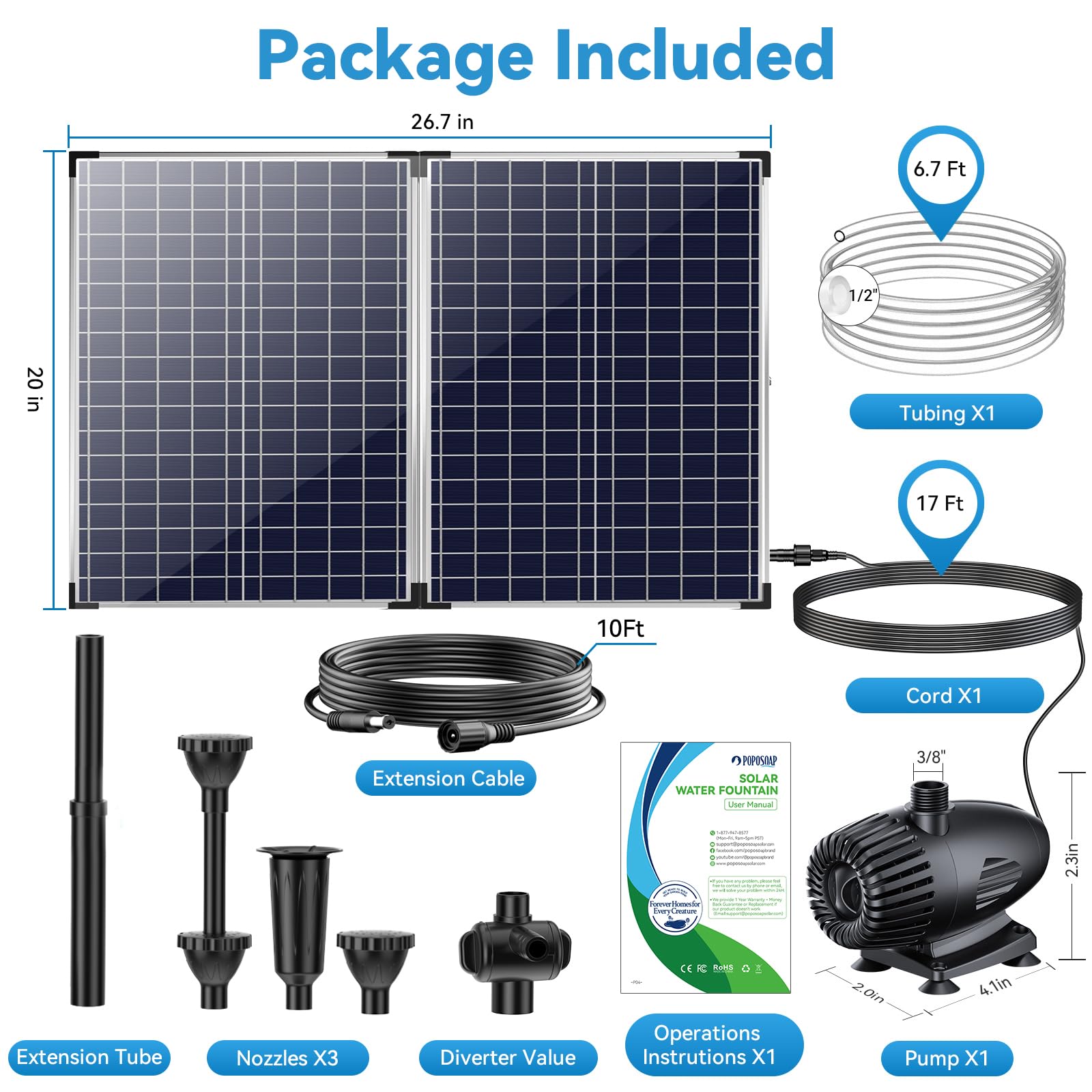 Pompe solaire pour fontaine à eau 70 W 680 GPH 