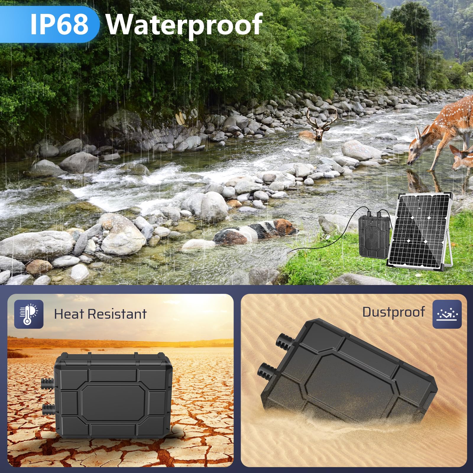 Pompe solaire pour fontaine à eau 25 W 320 GPH avec batterie de secours de 2600 mAh 