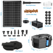 Kit de fontaine et filtre solaire pour bassin P3081D 8 W 80 GPH avec batterie de secours 3 000 mAh 