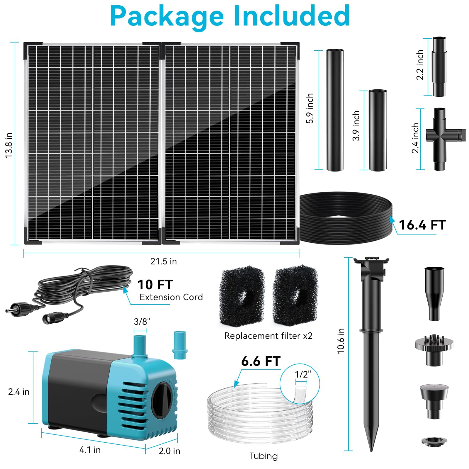 Pompe solaire pour fontaine à eau 50 W 360 GPH 