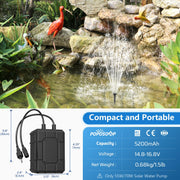 Batterie de secours 5200 mAh pour pompe de fontaine solaire 55 W/70 W/75 W 