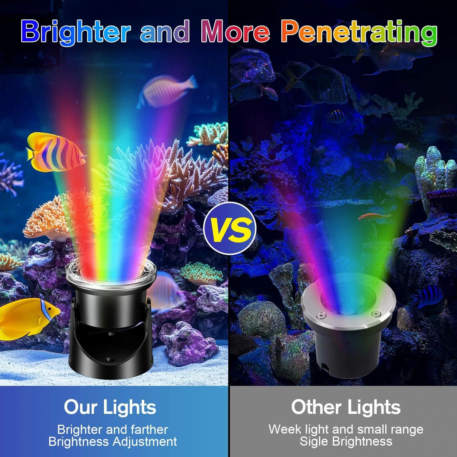 4-Head Colored Underwater Pond Lights with Memory Function