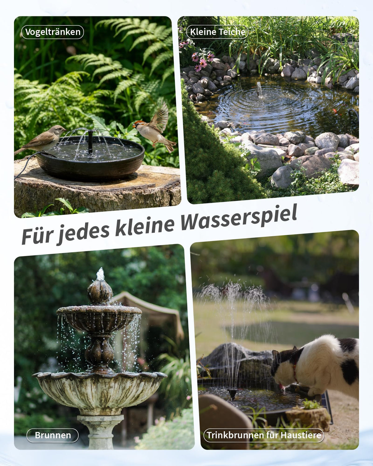 Filtre de bassin solaire 4W avec fontaine