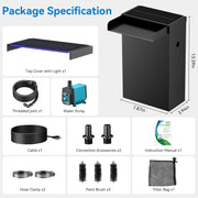 Kit cascade métallique avec LED, 40 W, 660 GPH, 8