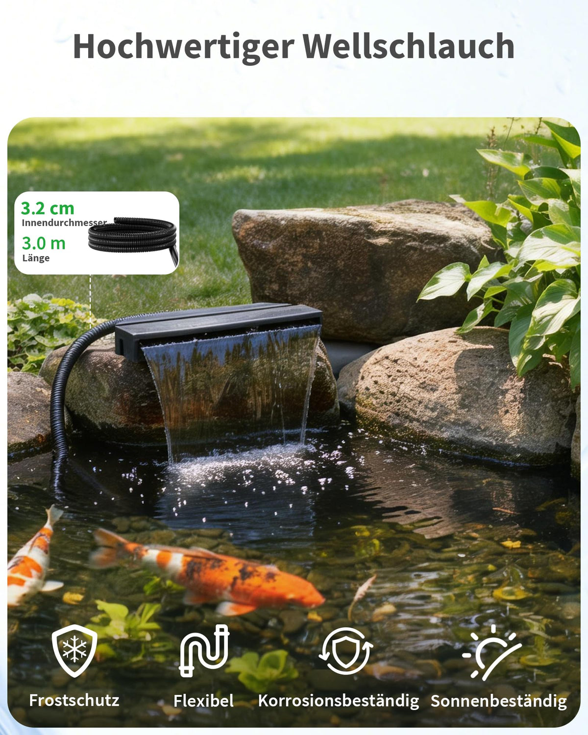 Grand ensemble de cascade pour bassin, 30 cm de large, pour bassin et ruisseau