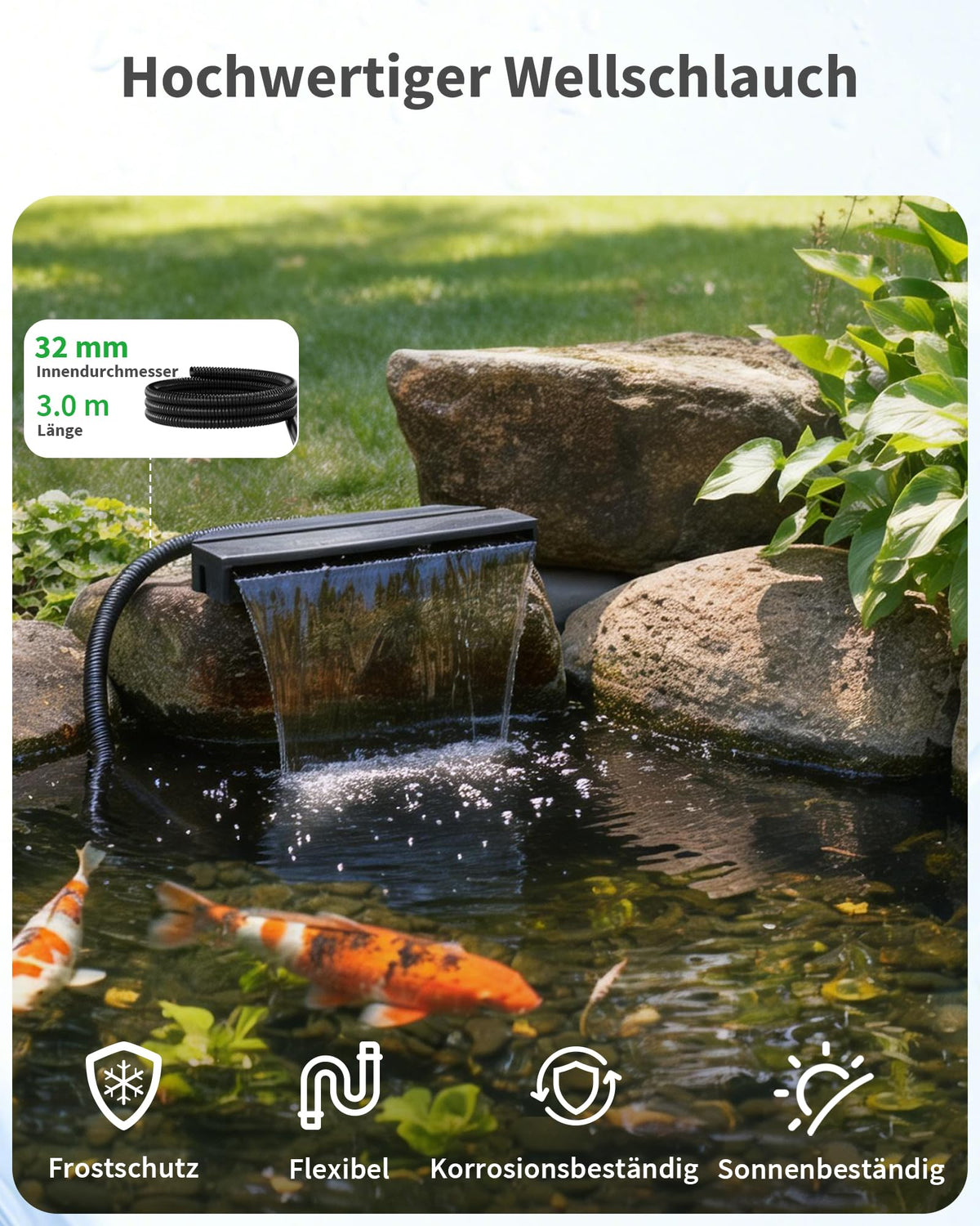 Grand kit de cascade pour bassin, 58 cm de large, pour bassin et ruisseau