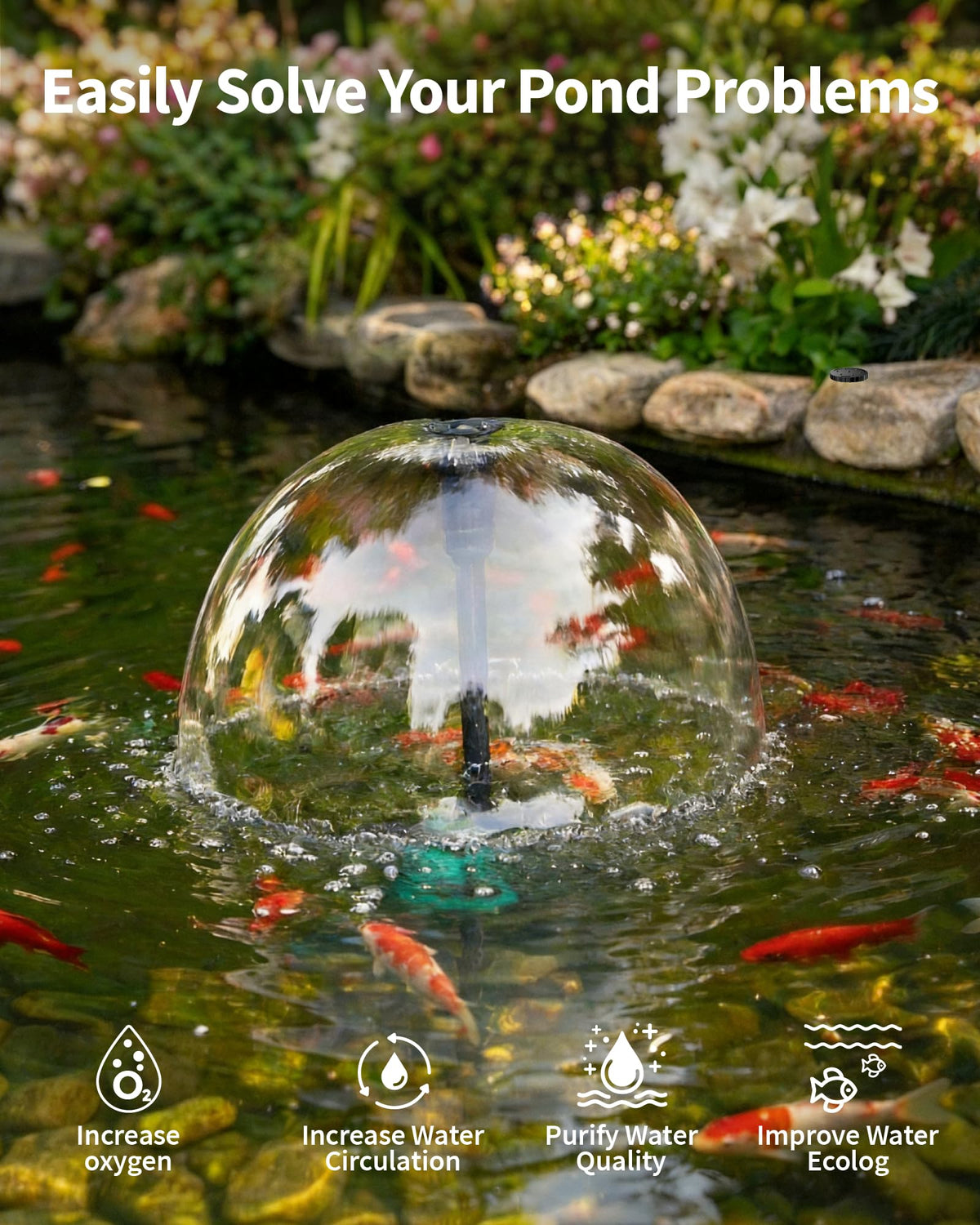 Fontaine de bassin avec éclairage RVB – Débit d'eau de jour comme de nuit