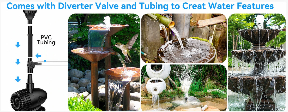 solar fountain pond pump tubing